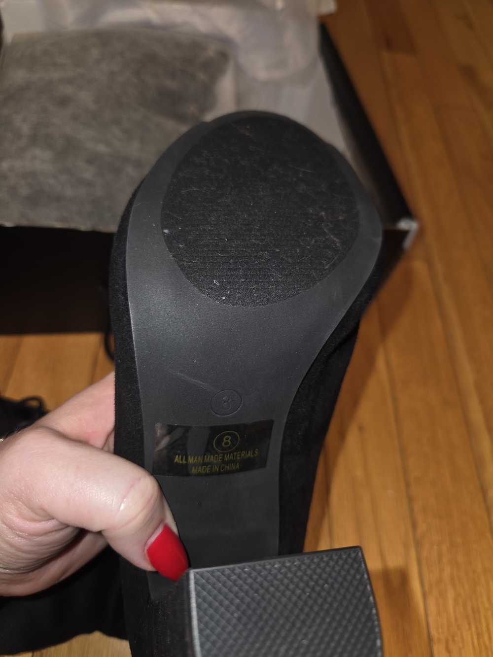 Fashion Nova Black Lace-Up Over-the-Knee Peep-Toe Block Heel Boots - Picture 3 of 11